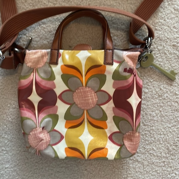 Fossil Key-per Small Tote Bag with Retro Flower Print - Picture 2 of 5